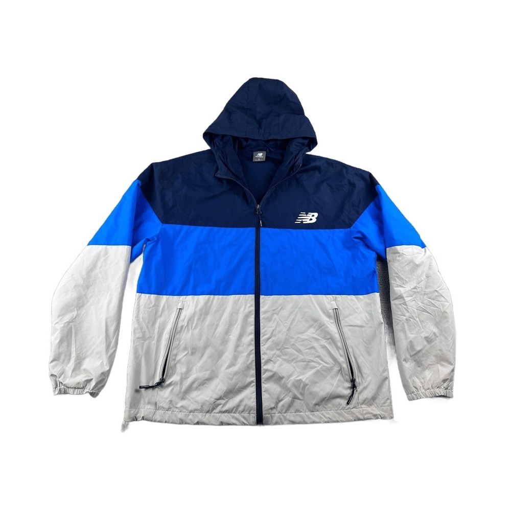 New Balance Windbreaker Men L Multi Color Colorblock Spellout Workout Streetwear